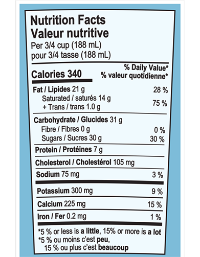 Informations nutritionnelles