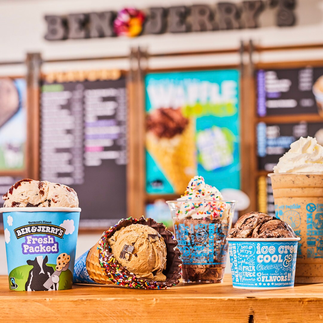 Scoop shop items sitting on a counter
